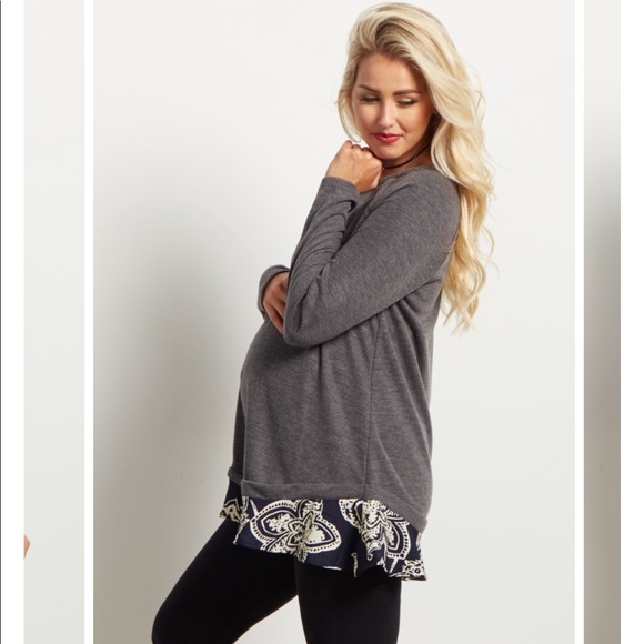 Pinkblush Sweaters - Pinkblush Charcoal Chiffon Sweater Pinkblush Sweaters - Pinkblush Charcoal Chiffon Sweater